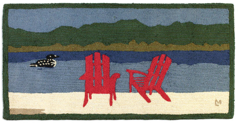 Adirondack Chairs with Loon 2x4 Hand-Hooked Wool Rug Chandler 4 Corners