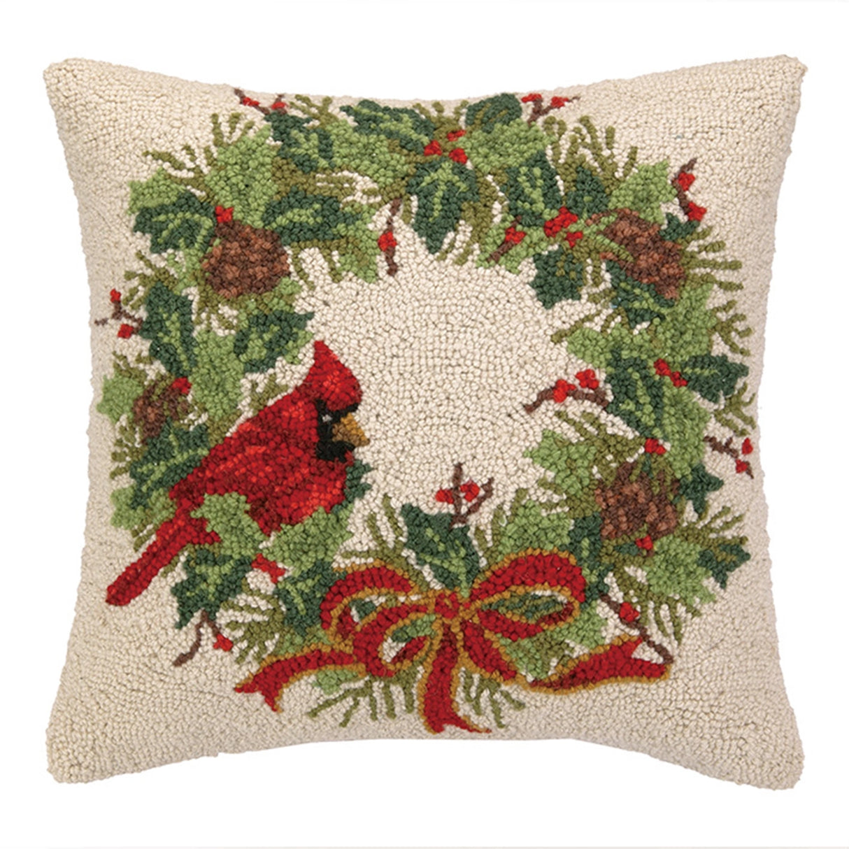 Cardinal Wreath Hook Pillow - Peking Handicraft