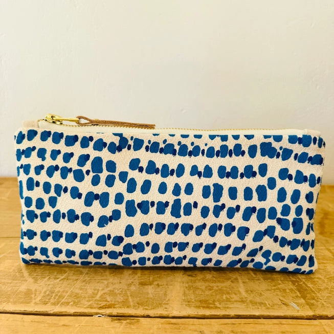 Royal Blue Double Dot Pencil Bag - Erin Flett
