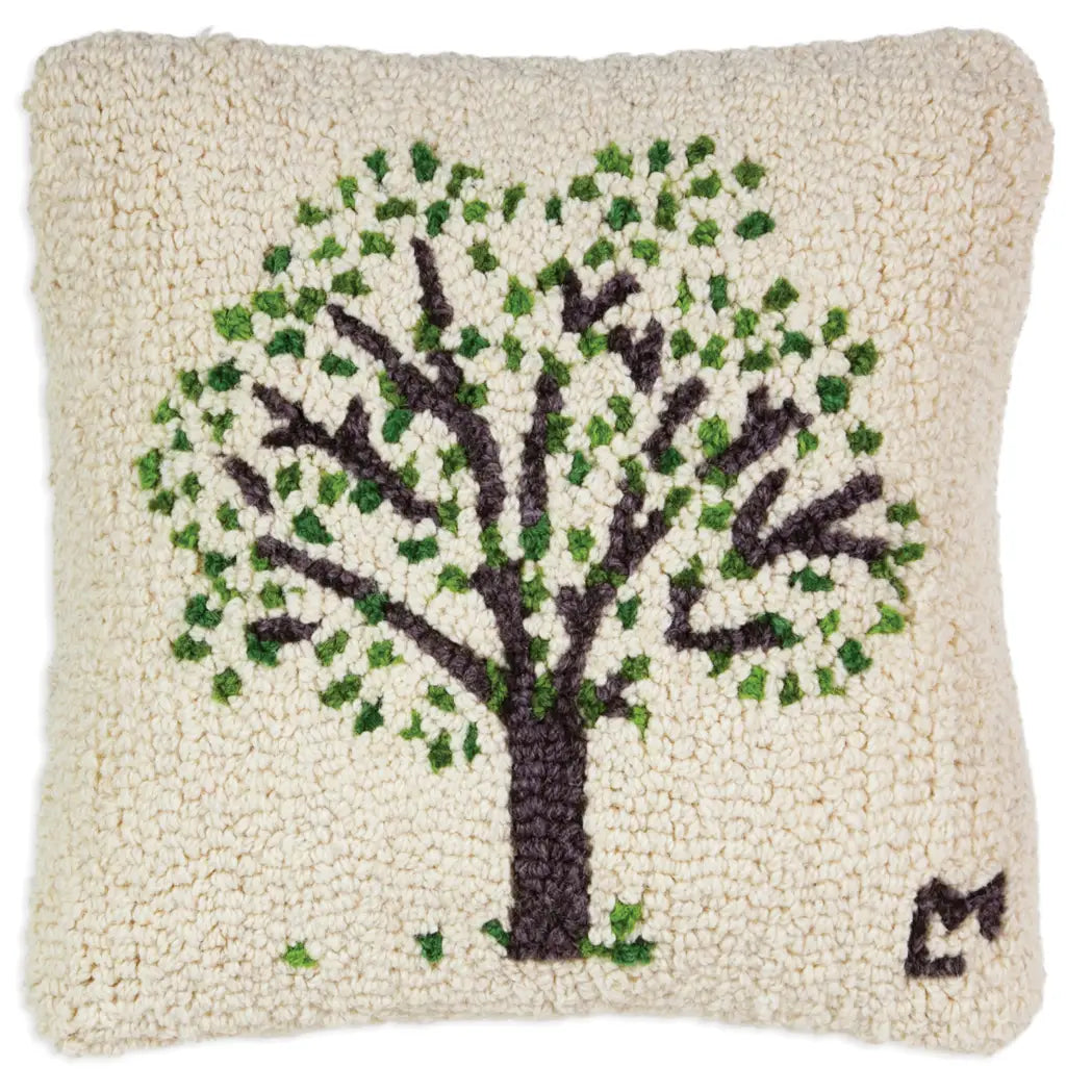 Summer Tree of Life 14 x 14 Hand-Hooked Wool Pillow - Chandler 4 Corners