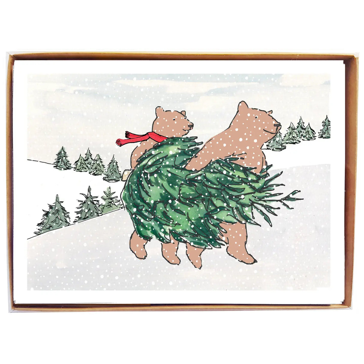 Holiday Tree Bears Cards (Box of 8)  - mollyOcards