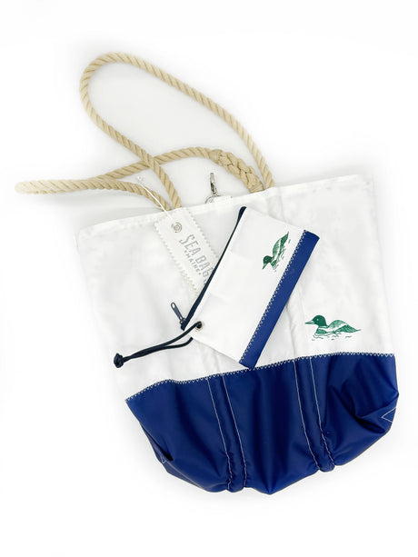 BUNDLE: The Loon: Three Pines® Medium Tote with Lining + Loon Wristlet by Sea Bags® - The Woods Maine