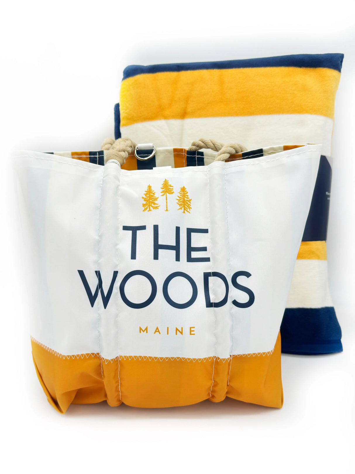 BUNDLE: The Woods Maine® Pinstripe Chappy Wrap +  Pinstripe Lined Medium Tote Sea Bags® - The Woods Maine