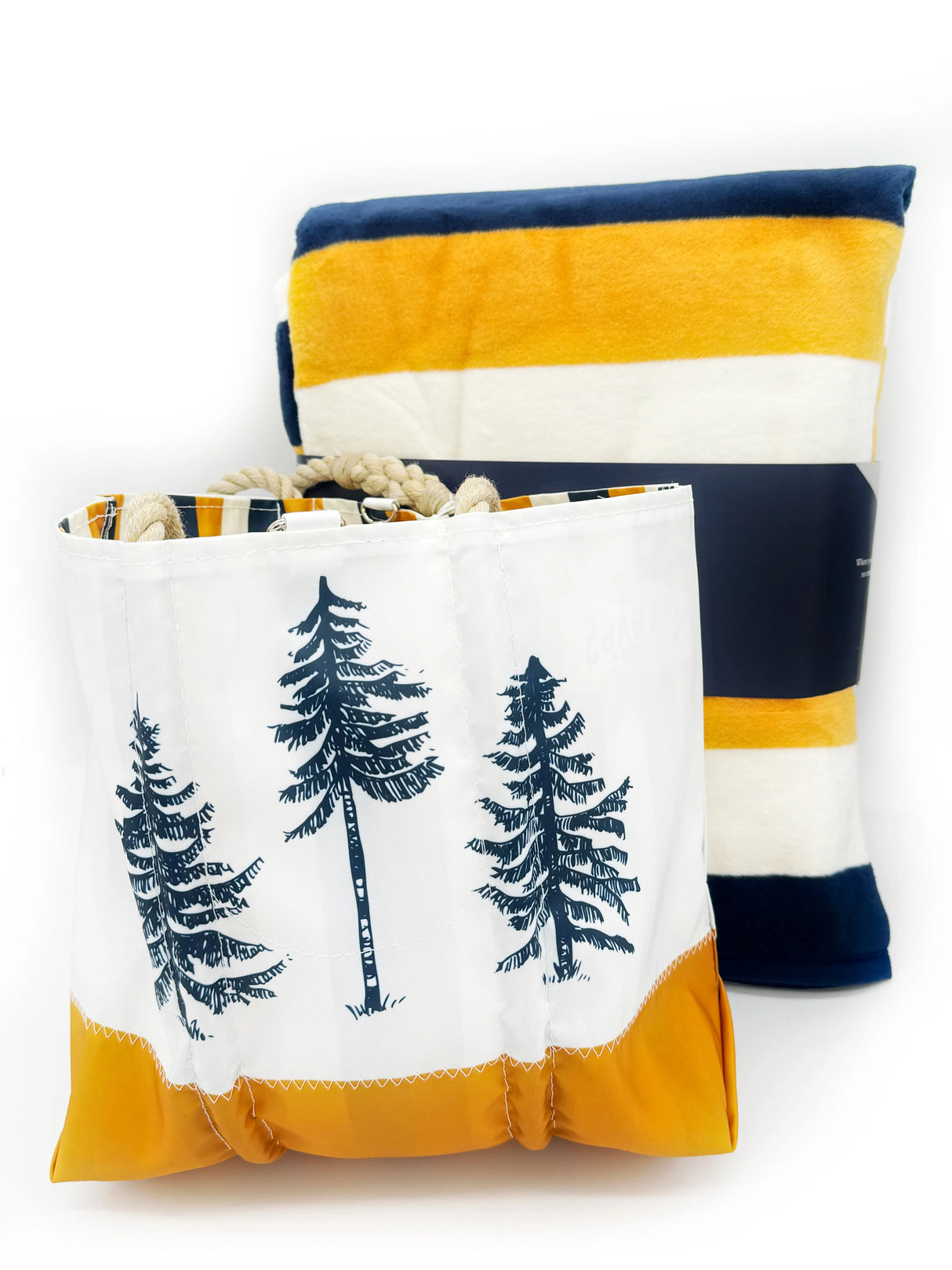 BUNDLE: The Woods Maine® Pinstripe Chappy Wrap +  Pinstripe Lined Medium Tote Sea Bags® - The Woods Maine