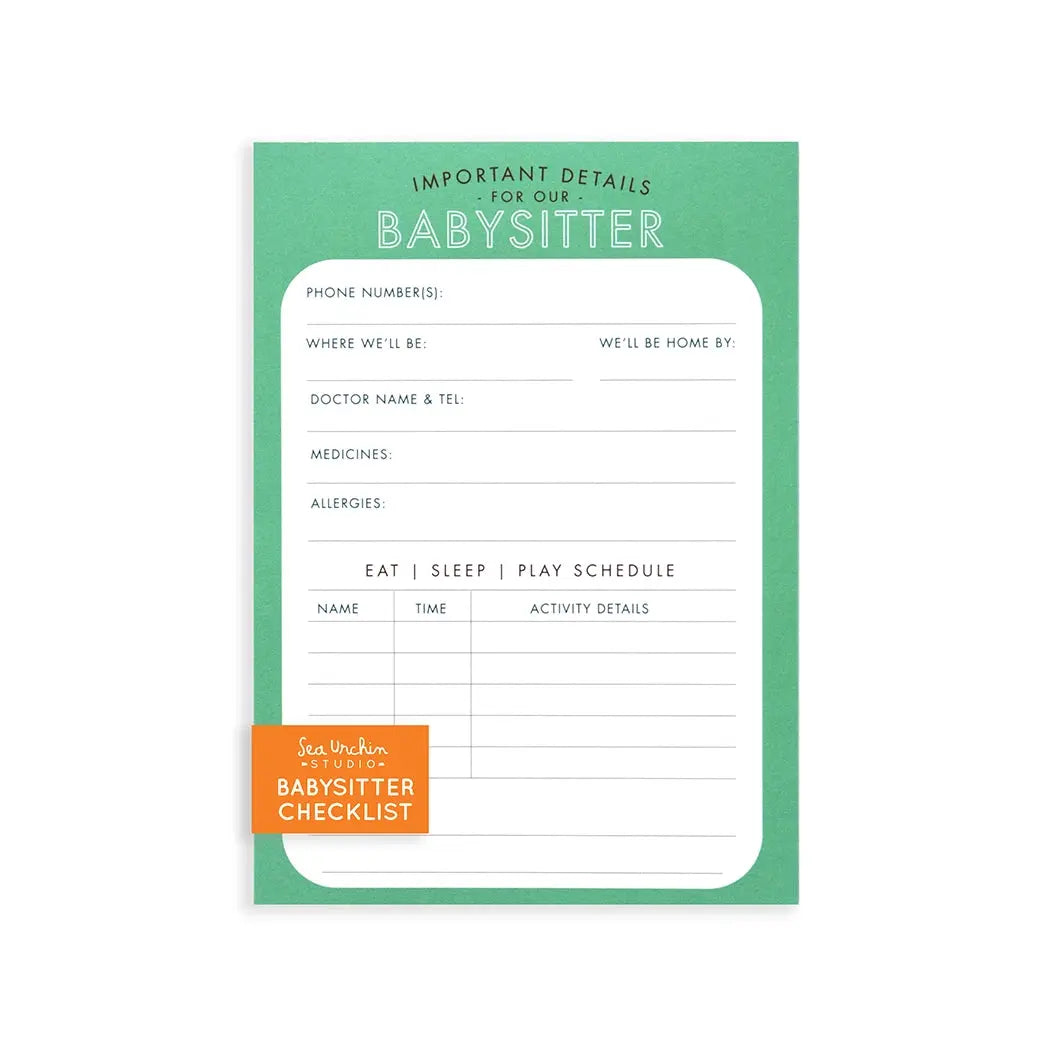 Babysitter Notepad - Sea Urchin Studio - The Woods Maine