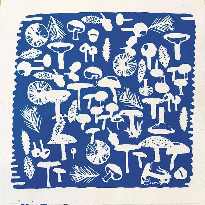 Blue Mushrooms Classic Christmas Stocking - Erin Flett - The Woods Maine