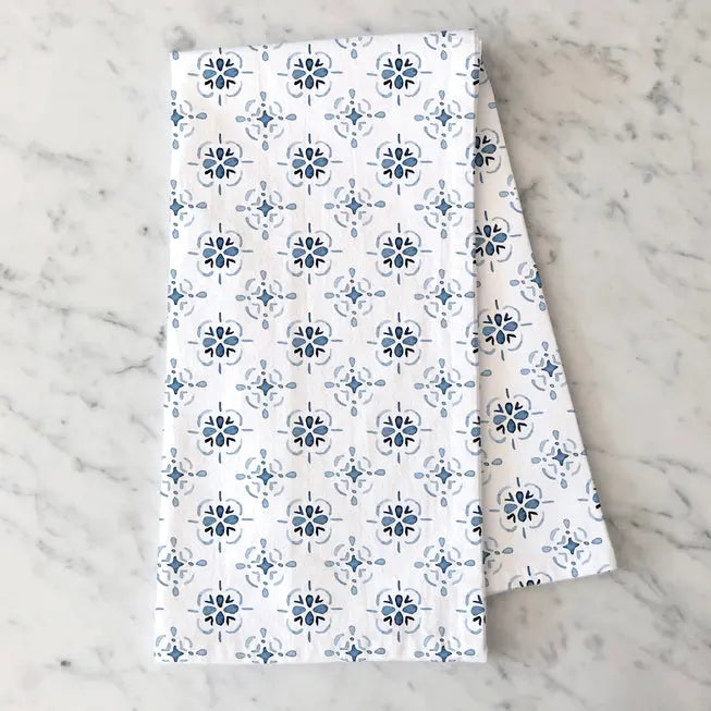 Blue & White Medallion Kitchen Tea Towel - Gert & Co - The Woods Maine
