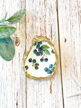 Blueberry Blossoms Oyster Trinket Dish - Alison Brooke Designs | Handmade in Maine - The Woods Maine