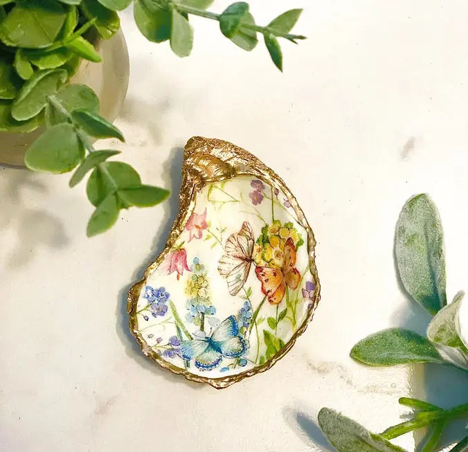 Butterfly Garden Oyster Trinket Dish - Alison Brooke Designs | Handmade in Maine - The Woods Maine