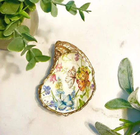 Butterfly Garden Oyster Trinket Dish - Alison Brooke Designs | Handmade in Maine - The Woods Maine
