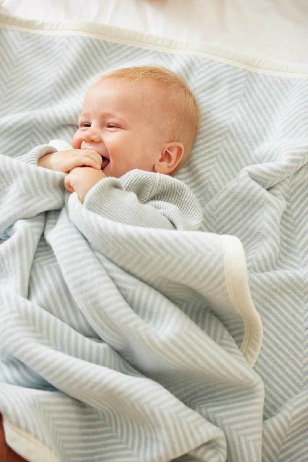 Harborview Herringbone Sky Mini Baby Blanket - Chappy Wrap