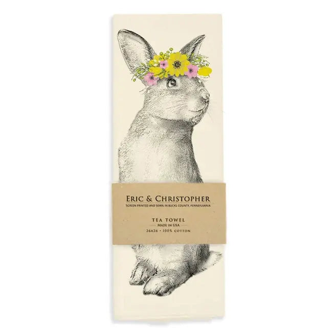 Flower Crown Bunny Tea Towel - Eric & Christopher - The Woods Maine