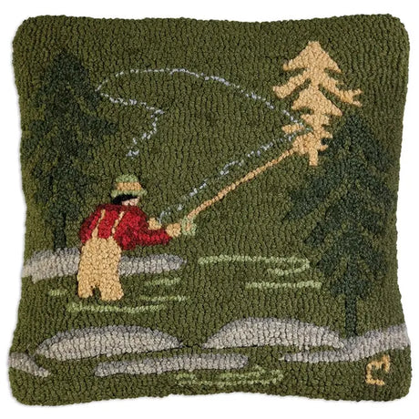 Fly Fisherman Pillow - Chandler 4 Corners - The Woods Maine