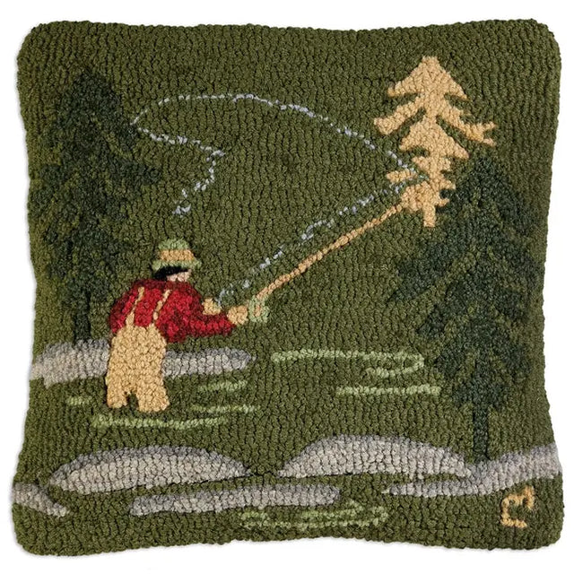 Fly Fisherman Pillow - Chandler 4 Corners - The Woods Maine
