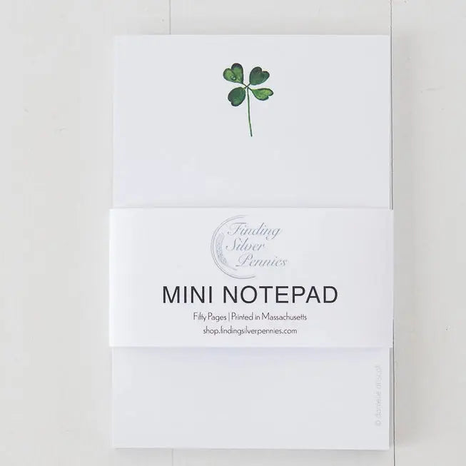 Four Leaf Clover Mini Notepad - Finding Silver Pennies - The Woods Maine