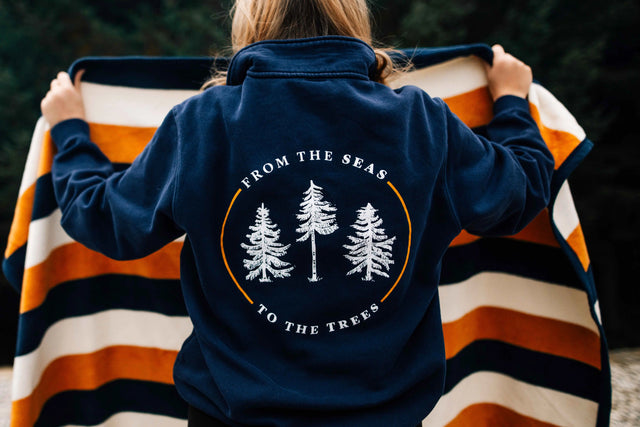The Woods Maine®: From The Seas to the Trees® Adult Quarter Zip Sweatshirt - The Woods Maine