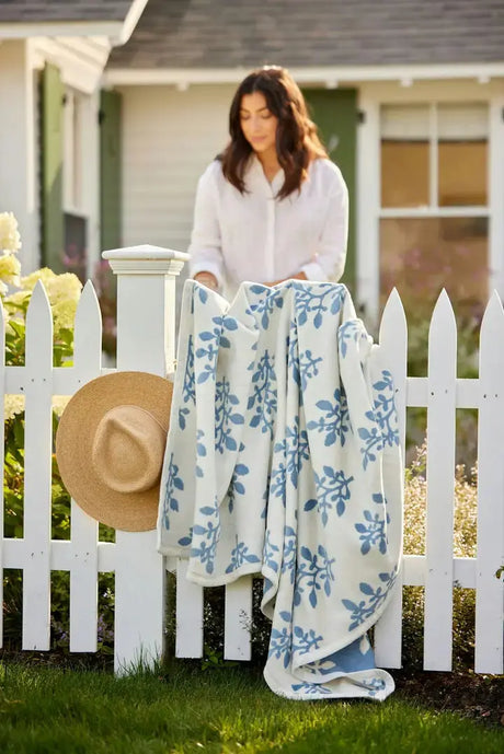 Garden Gate Blue Blanket - Chappy Wrap - The Woods Maine