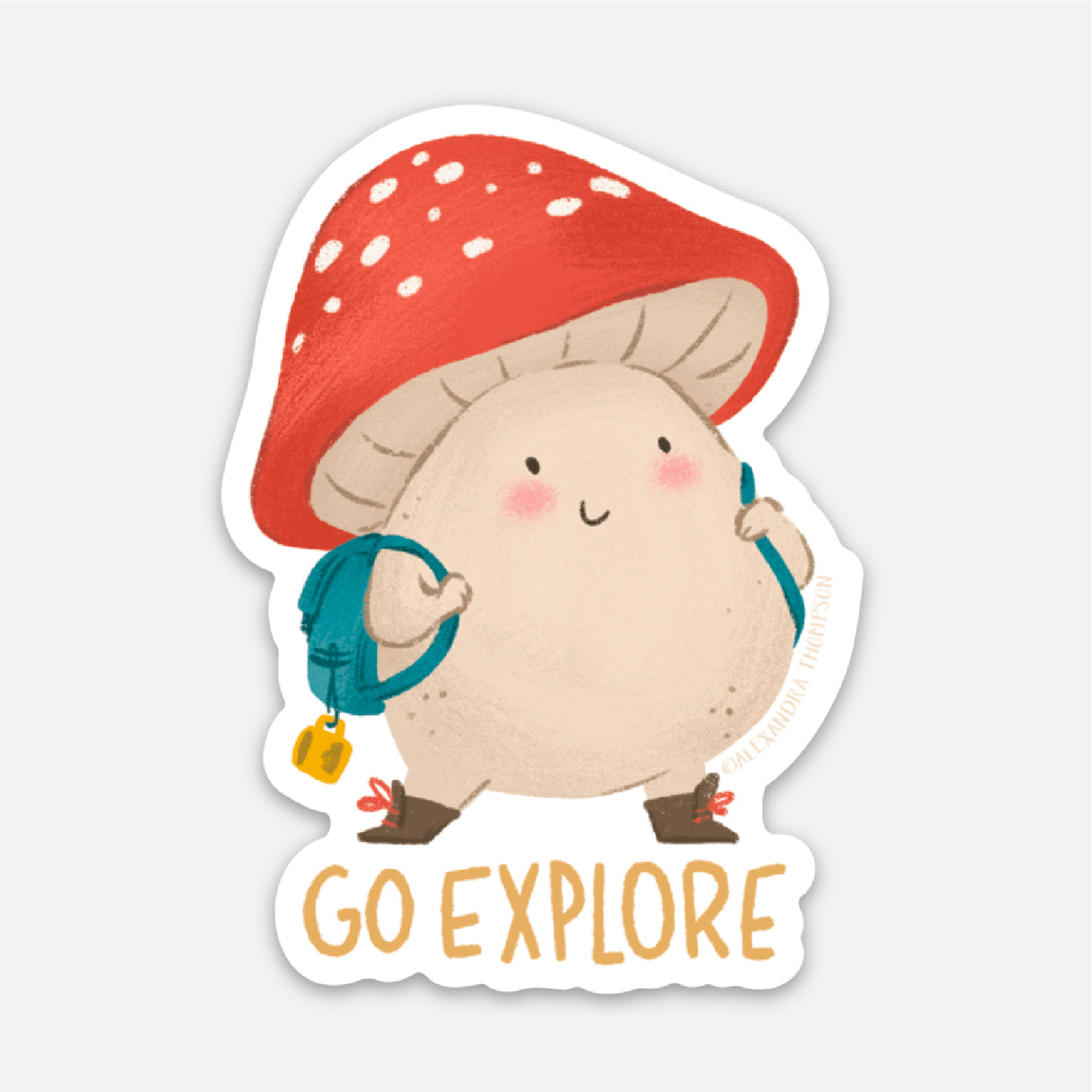 Go Explore Mushroom Sticker - Little Thimble Studio