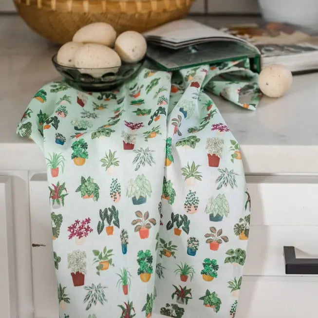 Houseplants Tea Towel - One Canoe Two Paper Co. - The Woods Maine