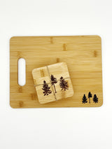 BUNDLE: The Woods Maine: Three Pines® Bamboo Coasters and Large Bamboo Cutting Board