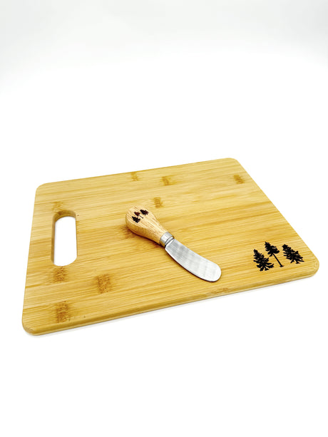 BUNDLE: The Woods Maine: Three Pines® Large Bamboo Cutting Board + Cheese Knife