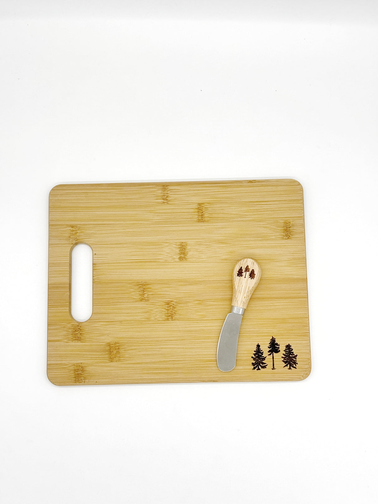 BUNDLE: The Woods Maine: Three Pines® Large Bamboo Cutting Board + Cheese Knife