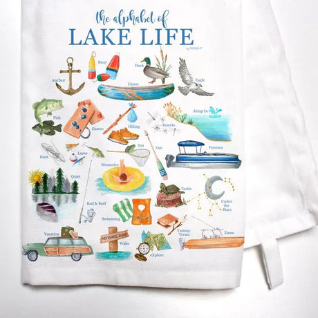Lake Life Alphabet Tea Towel - Dishique - The Woods Maine