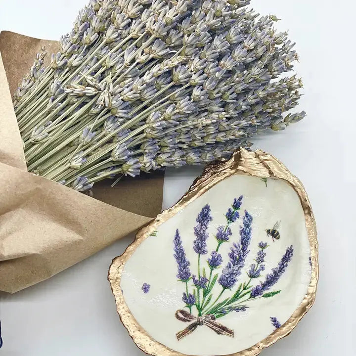 Lavender Bunch Oyster Trinket Dish - Alison Brooke Designs | Handmade in Maine - The Woods Maine