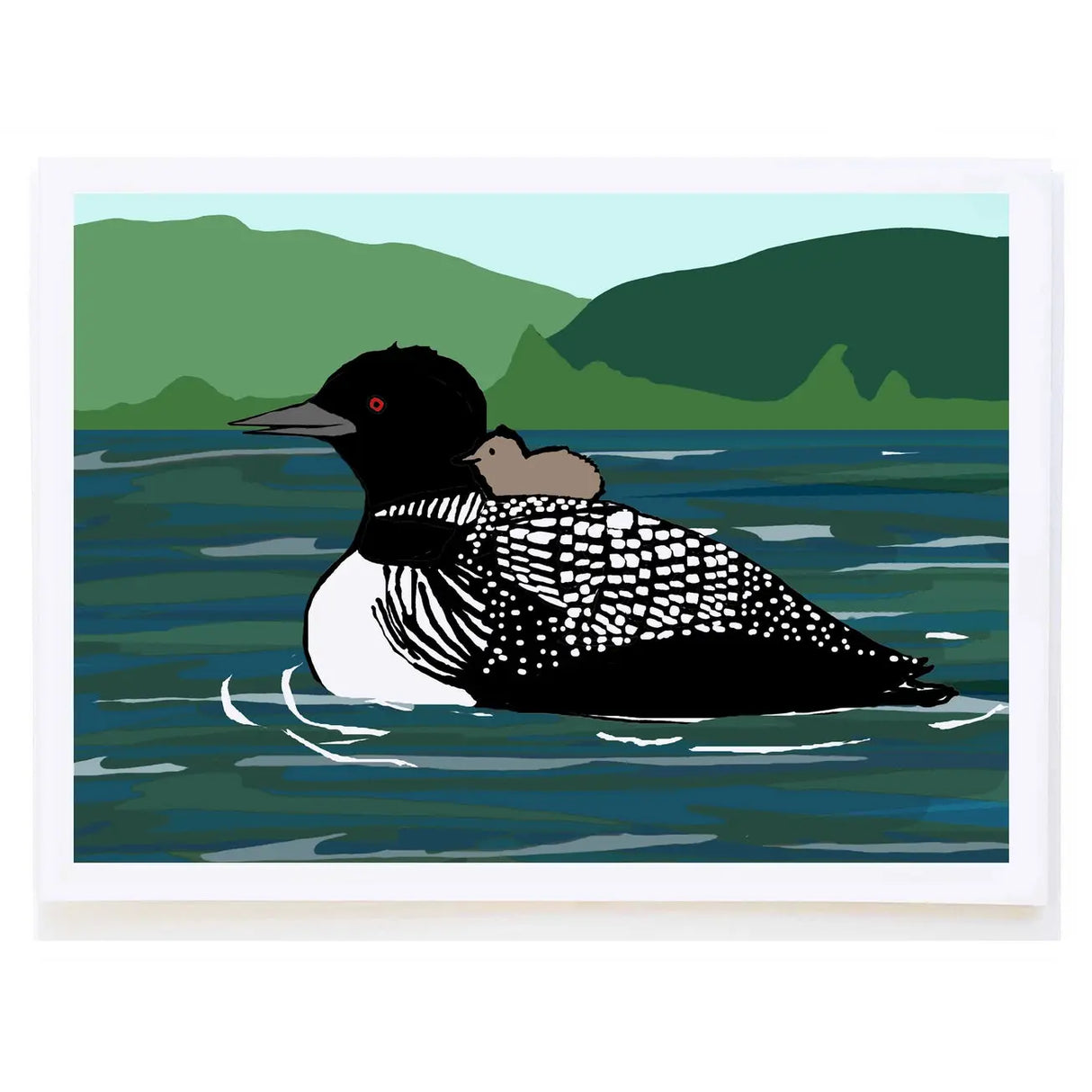 Loon and Baby Card - mollyOcards - The Woods Maine