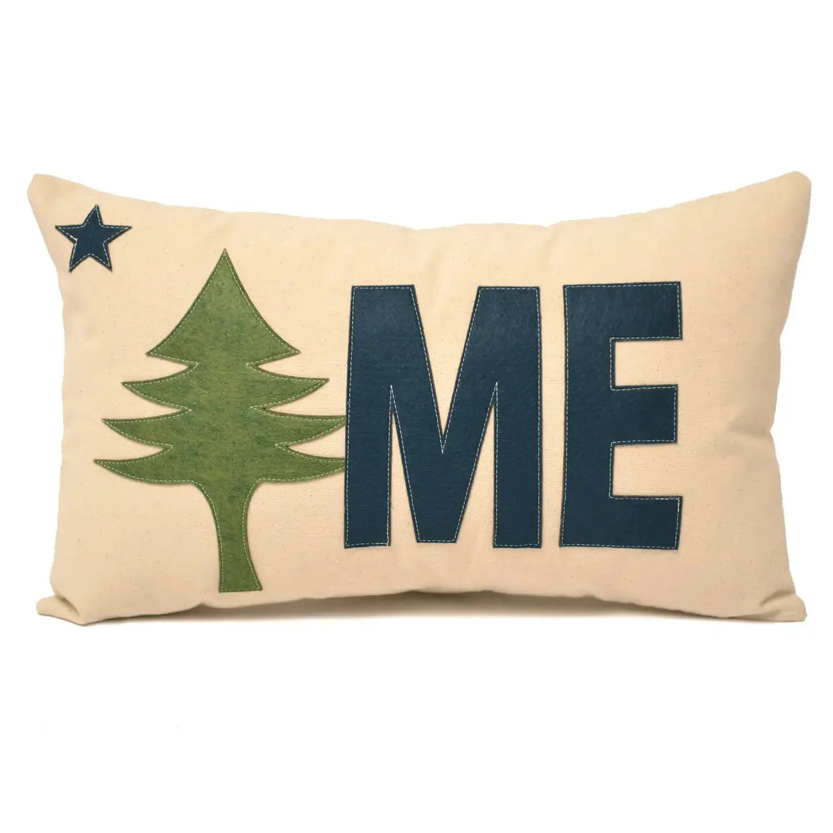 Maine Pine and Star 14" x 21" Pillow - The Salty Cottage | MADE IN THE USA - The Woods Maine