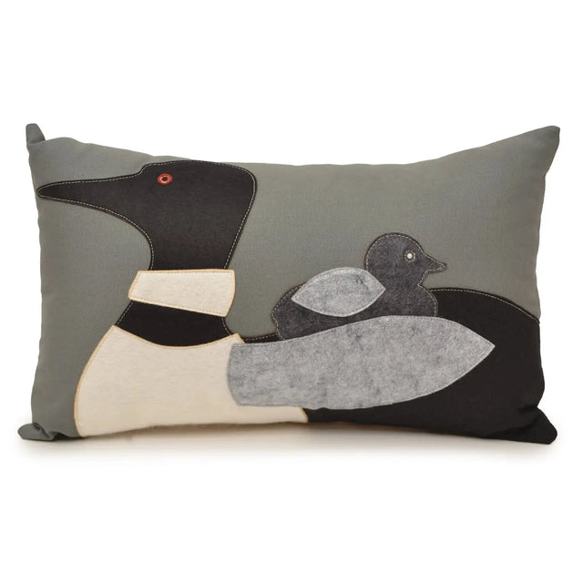 Mom and Baby Loon Pillow 14" x 21" Pillow - The Salty Cottage | MADE IN THE USA - The Woods Maine