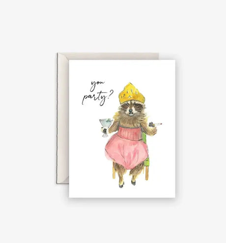 Party Raccoon Birthday Card - Emmy + Olly - The Woods Maine