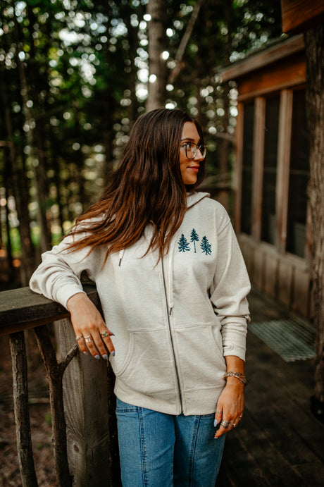 Heart of Maine Adult Heathered Cotton Zip Hoodie by The Woods Maine®