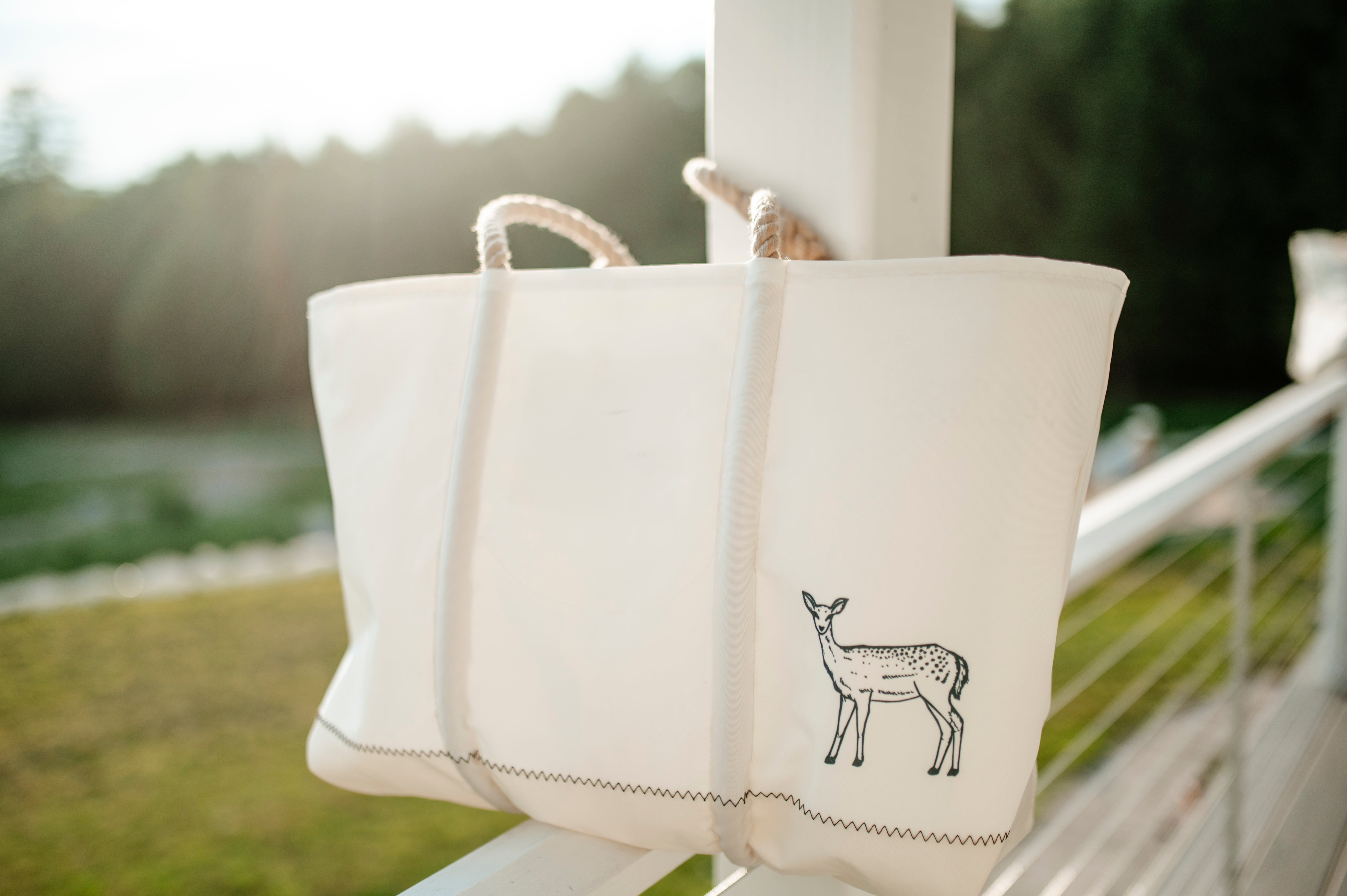 pine book tote bag large トートバッグ Three Pines: Deer Weekend Large Zipper Tote by Sea Bags. The Best