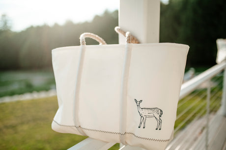 The Woods Maine® Three Pines®: Deer Large Carry-All Tote with Zipper | MADE IN MAINE