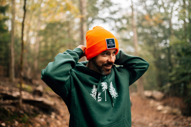 The Woods Maine®  Blaze Orange Patch Knit Hat
