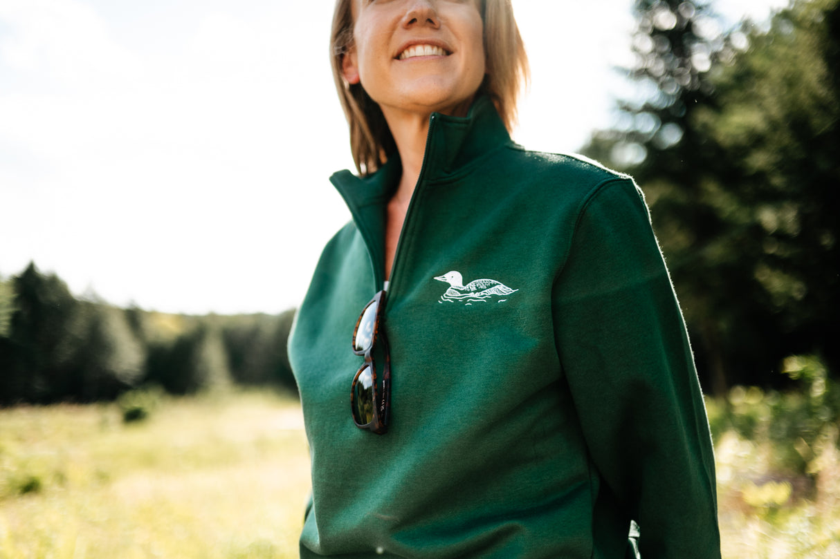 The Woods Maine® Loon Embroidered Adult Quarter Zip