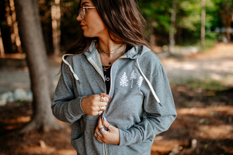 The Norway Maine Adult Heathered Cotton Zip Hoodie by The Woods Maine®