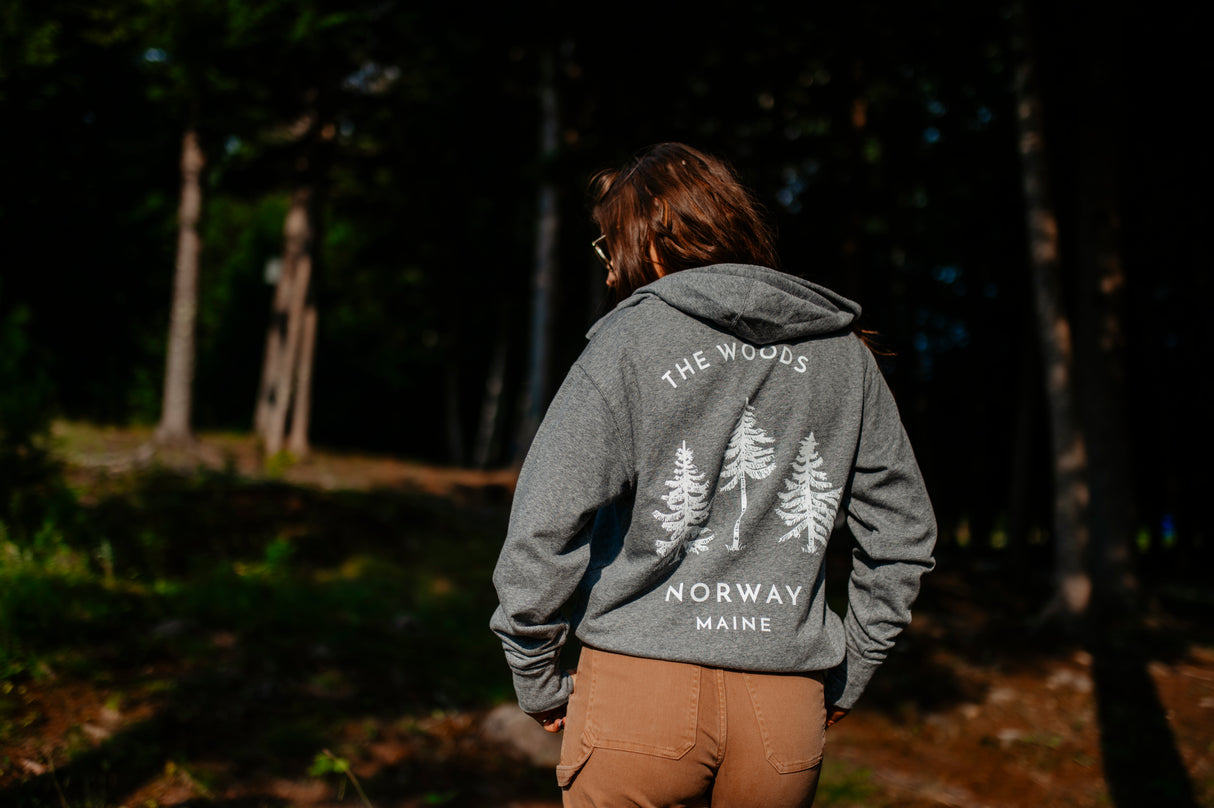 The Norway Maine Adult Heathered Cotton Zip Hoodie by The Woods Maine®