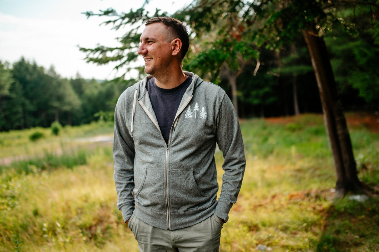 The Norway Maine Adult Heathered Cotton Zip Hoodie by The Woods Maine®