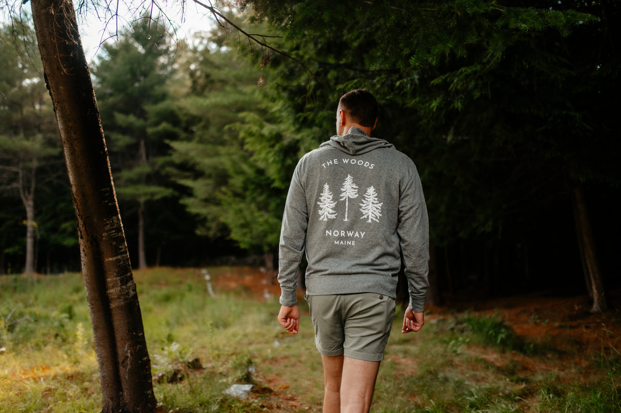 The Norway Maine Adult Heathered Cotton Zip Hoodie by The Woods Maine®