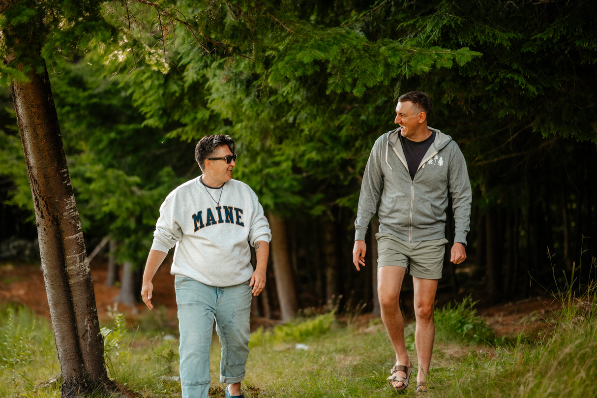 The Norway Maine Adult Heathered Cotton Zip Hoodie by The Woods Maine®