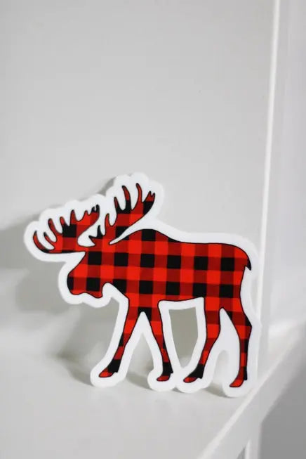 Plaid Maine Moose Buffalo Check Sticker - S & D - The Woods Maine