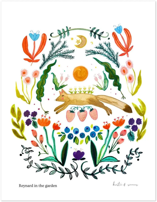 Reynard in the Garden Notecard 4-Pack - Kristin F. Simmons Watercolors - The Woods Maine