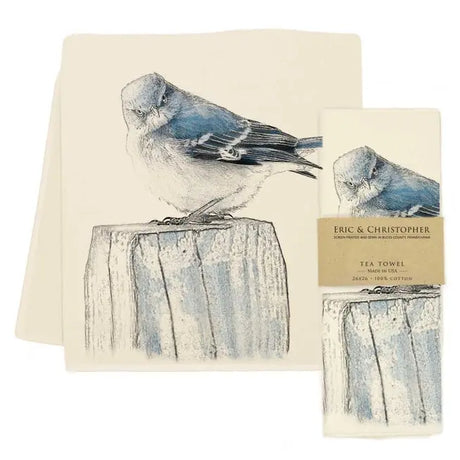 Sassy Bluebird Tea Towel - Eric & Christopher - The Woods Maine
