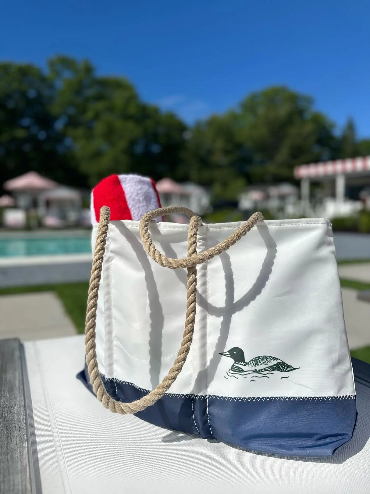 The Woods Maine Three Pines®: Loon Tailgate Tote with Clasp - The Woods Maine