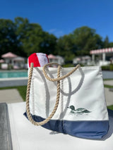 The Woods Maine Three Pines®: Loon Tailgate Tote with Clasp - The Woods Maine