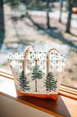 The Woods Maine:  Three Pines®  Forest Lined Handbag with Clasp by Sea Bags® - The Woods Maine