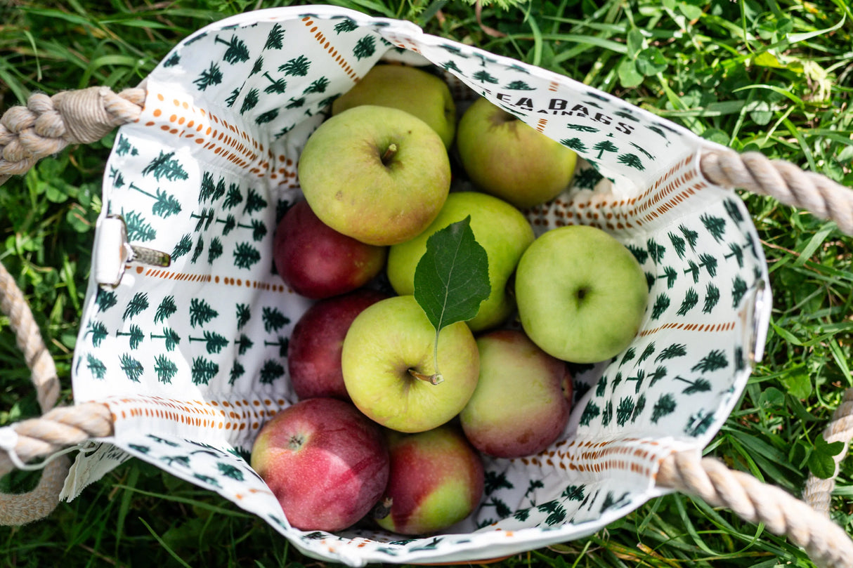 The Woods Maine:  Three Pines®  Forest Lined Handbag with Clasp by Sea Bags® - The Woods Maine