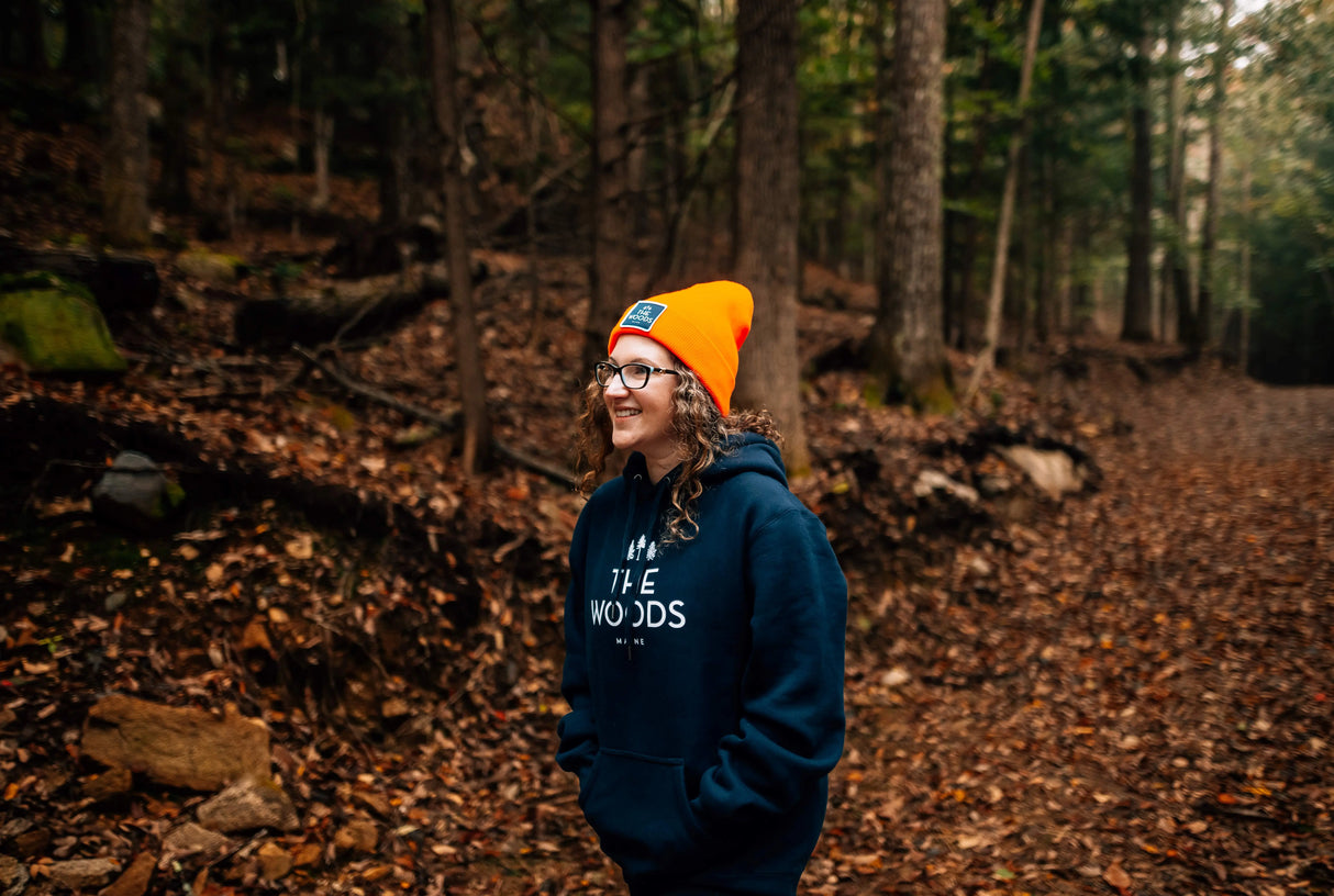 The Woods Maine®  Blaze Orange Patch Knit Hat - The Woods Maine